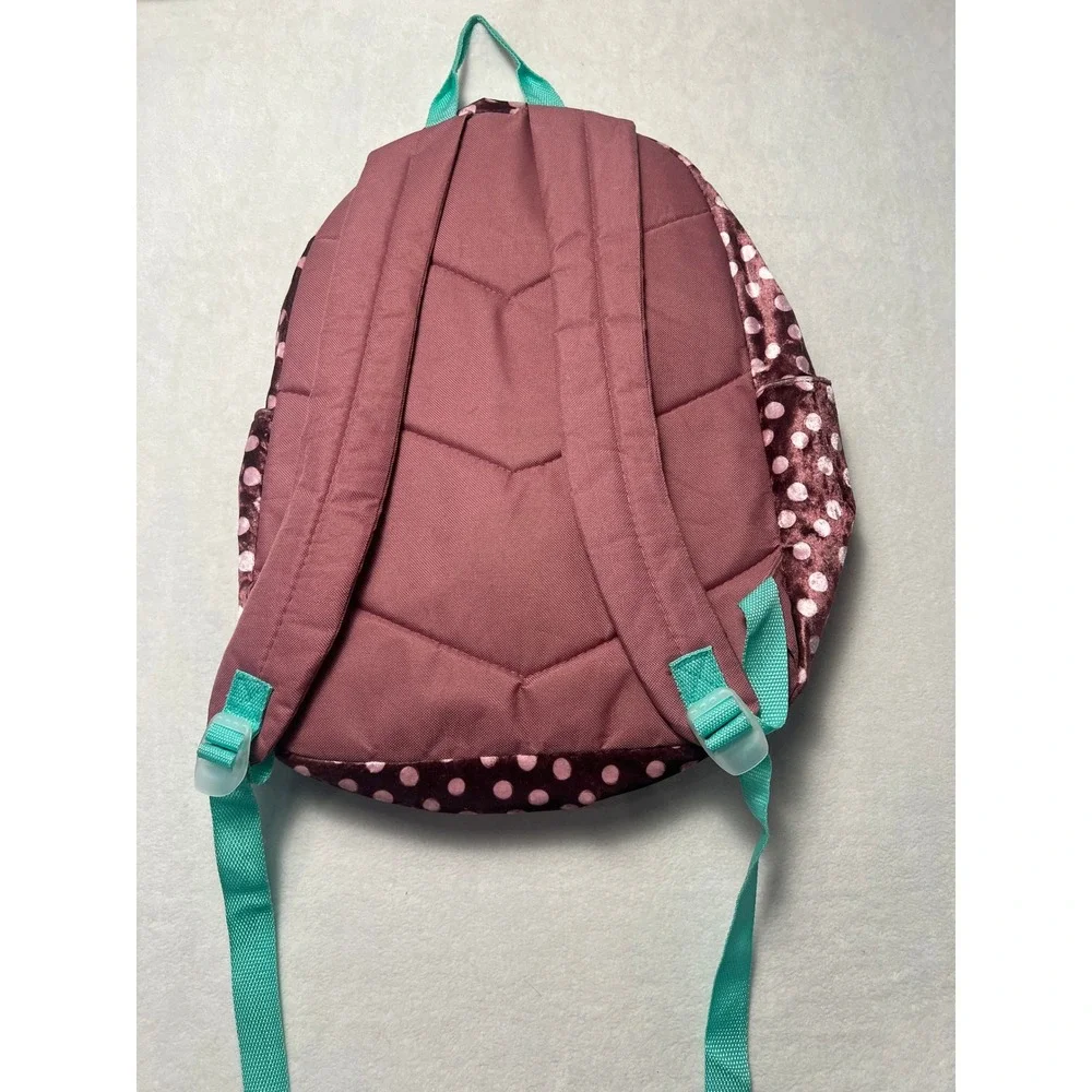 Madison & Dakota Kids Backpack Velvet Polka Dot Burgundy Teal School Bag